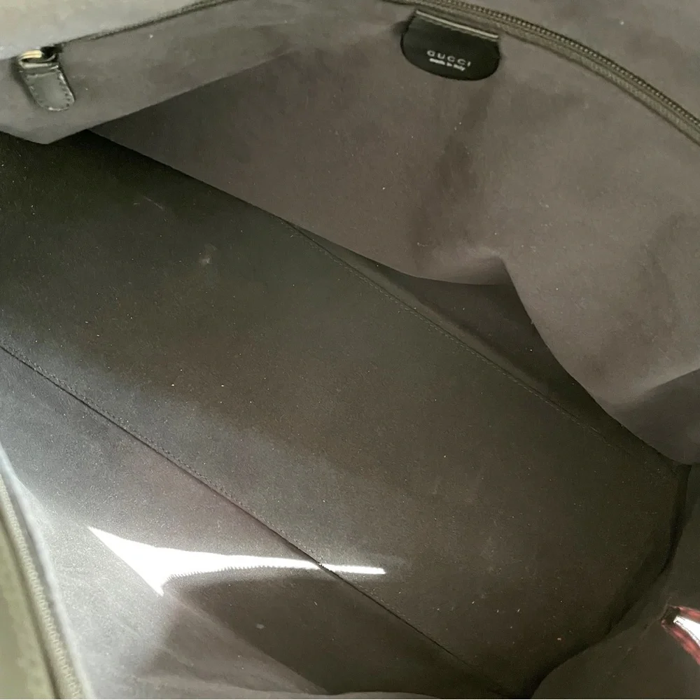 Gucci black leather XL vintage domed duffle travel bag unisex - Picture 7 of 10